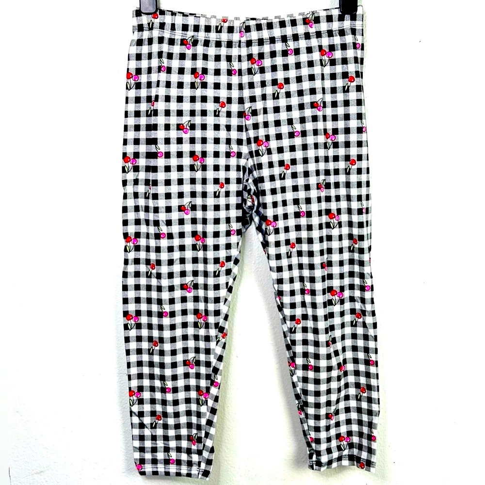 Cherry Y2K No Boundaries Women Checkered Pajama Bottoms - Black, White, and Pink